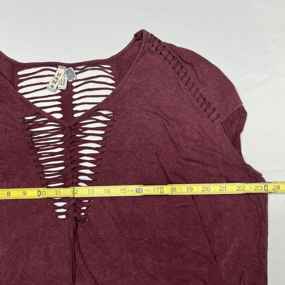 We The Free Cut Out Ripped Distressed Oversize Boho T-Shirt - Picture 6 of 7